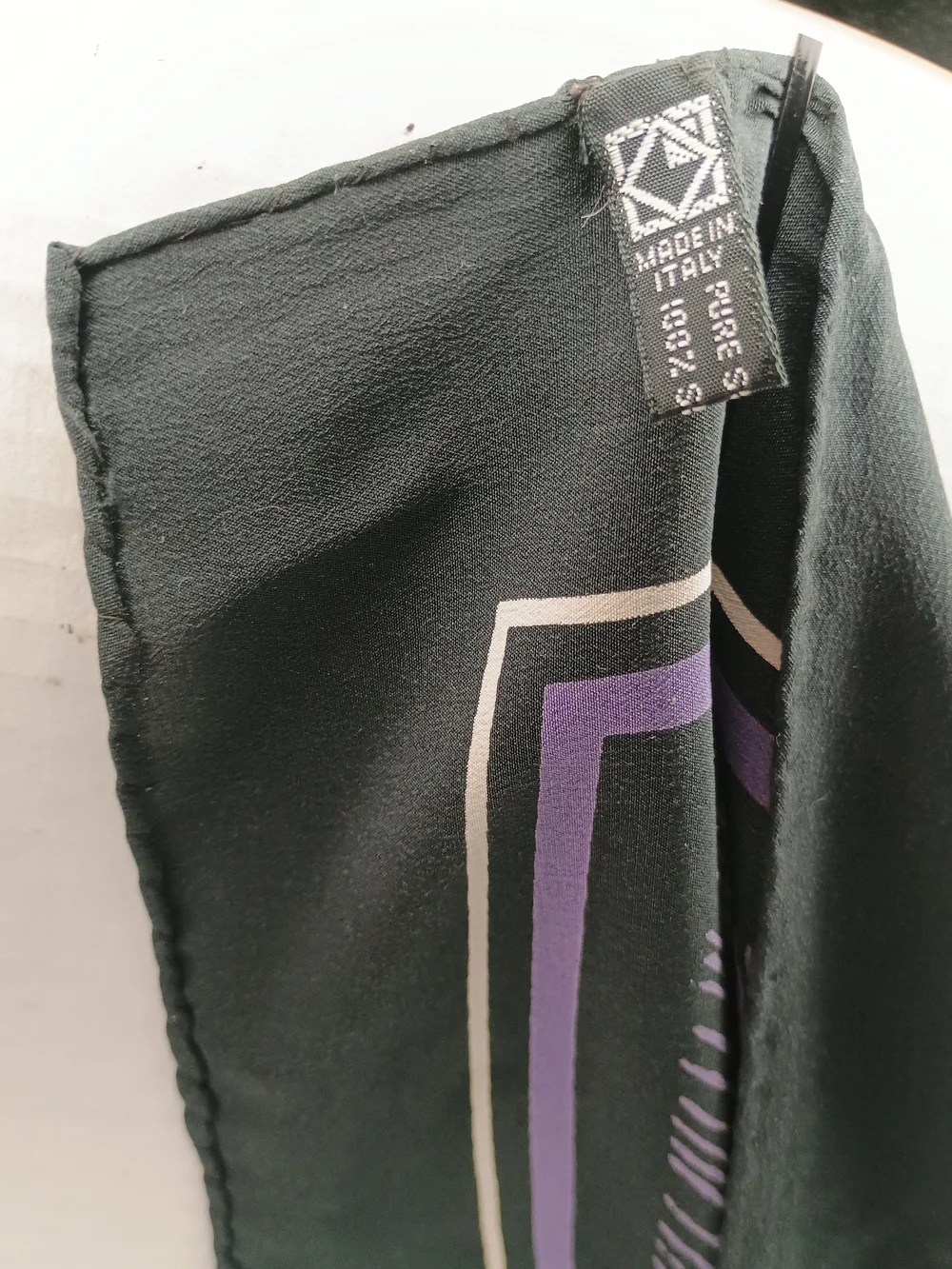 Renato Balestra Italy Silk Black & Purple Floral Women's Scarf 30x30